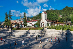 Sapa ancient stone church - Faded towns symbol
